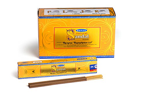 Satya Sai Baba Natural Sandal Incense Sticks | Handmade Agarbatti | Long-Lasting Fragrance for Meditation, Yoga & Prayer | 180g Box (12 Packs)