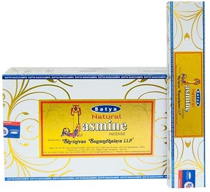 Satya Sai Baba Natural Jasmine Incense Sticks | Handmade Agarbatti | Floral Long-Lasting Fragrance | 180g Box (12 Packs × 15g)
