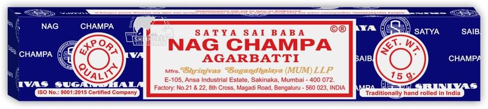 Satya Sai Baba Nag Champa Agarbatti | Original Hand-Rolled Incense Sticks | 12 Boxes × 15g | Meditation, Relaxation & Positivity