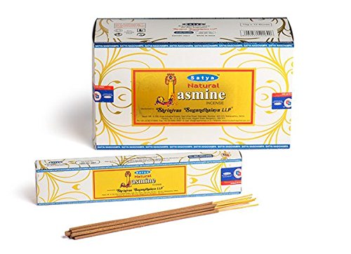 Satya Sai Baba Natural Jasmine Incense Sticks | Handmade Agarbatti | Floral Long-Lasting Fragrance | 180g Box (12 Packs × 15g)
