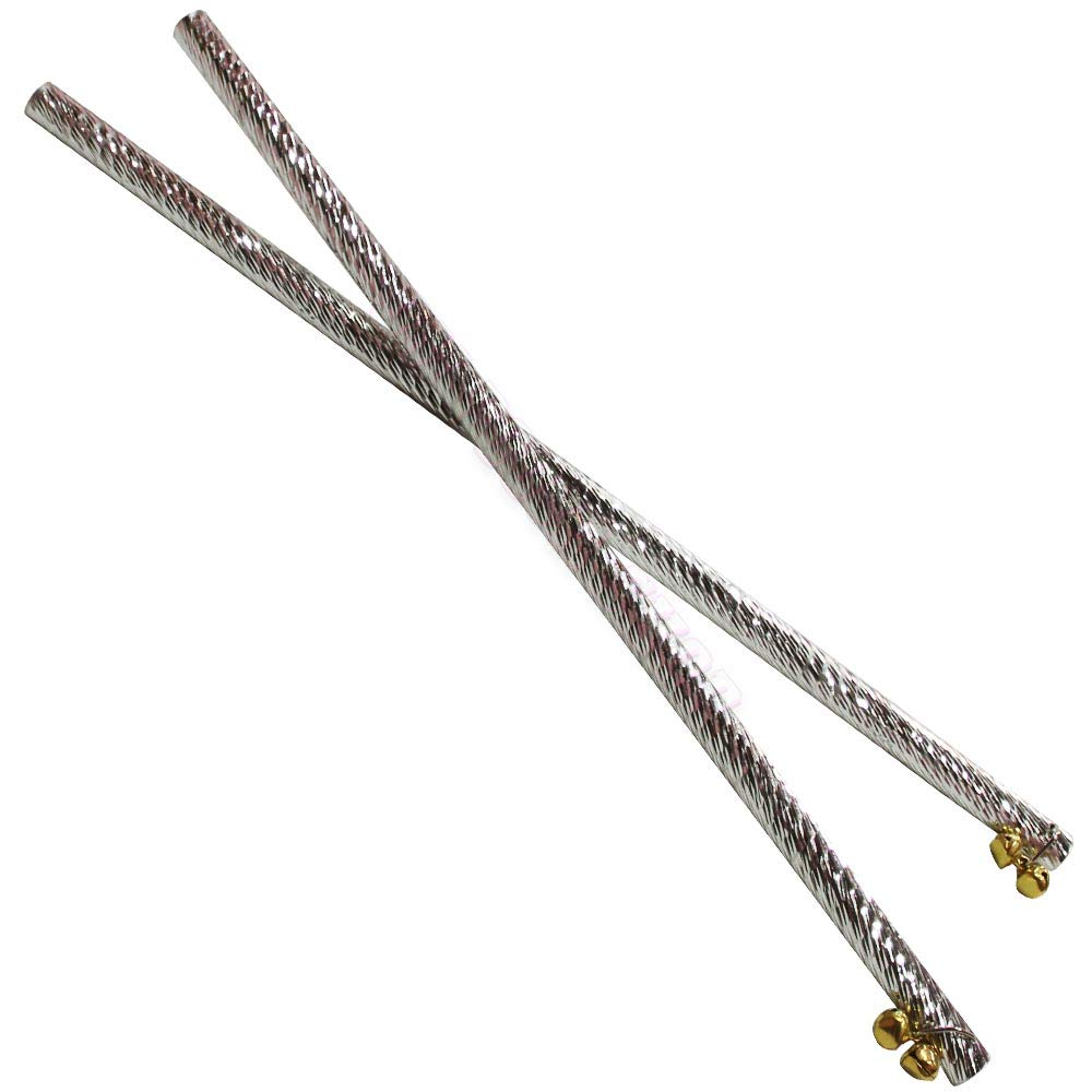 Om Pooja Shop Aluminium Navratri Dandiya Sticks (Silver, 12.25") | Lightweight Garba Dance Sticks – 1 Pair