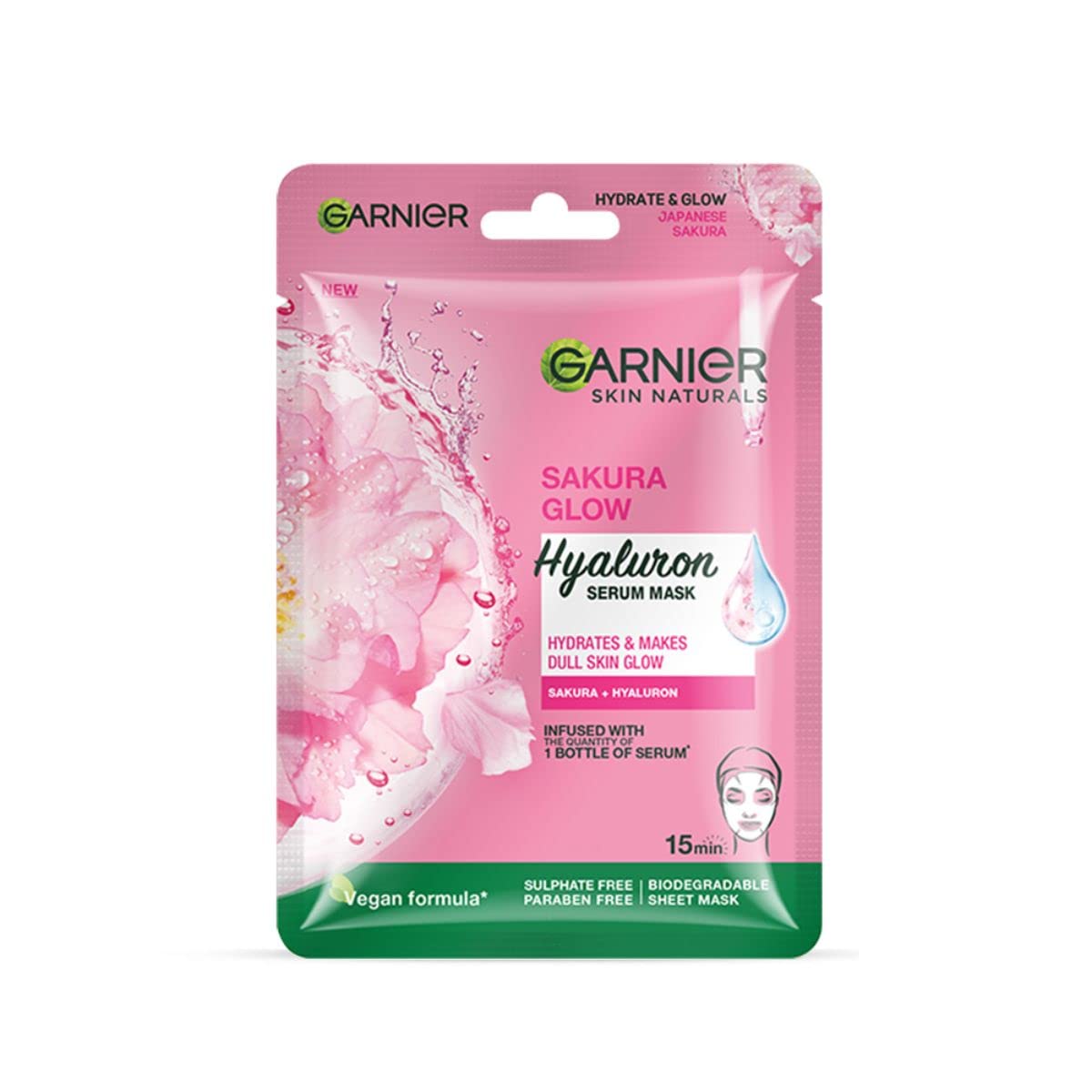 Garnier Skin Naturals Sakura Glow Serum Sheet Mask – Hydrating & Brightening (28g)