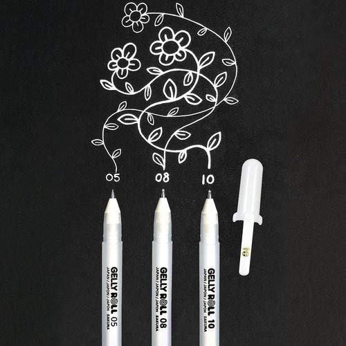 Sakura Gelly Roll White Gel Pen Set – 3 Sizes (Fine, Medium, Bold)