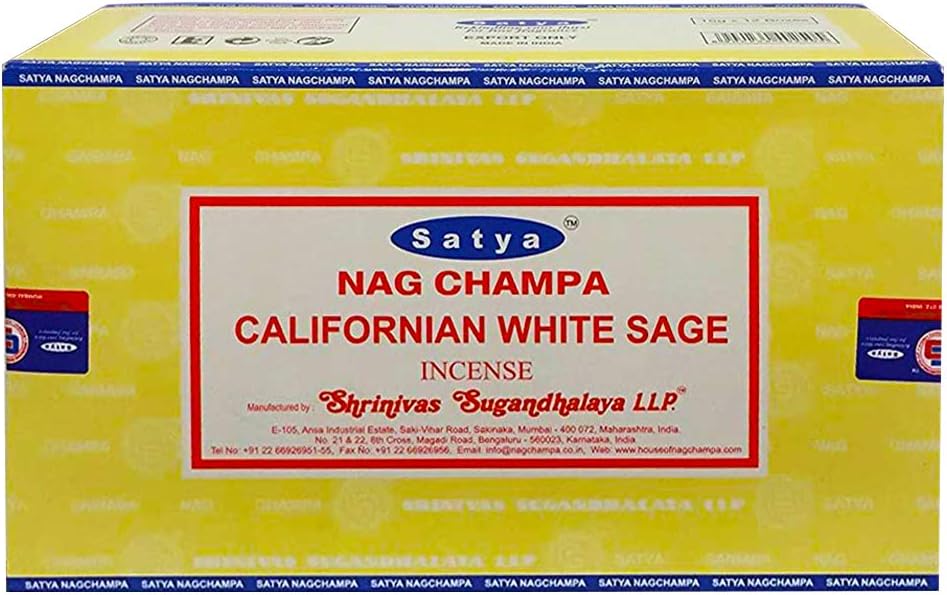 California White Sage Incense Sticks & Holder Bundle – Satya Aromatic Kit, 180 Sticks, Hand-Rolled in India