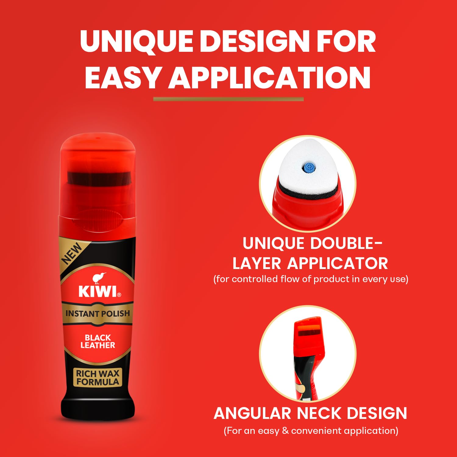 Kiwi Instant Polish – Black Leather | 75ml | Waterproof Finish & Long-Lasting Shine