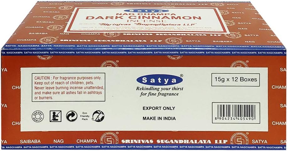 Dark Cinnamon Incense Sticks & Holder Bundle – Satya Herbal Incense Kit for Smudging & Meditation