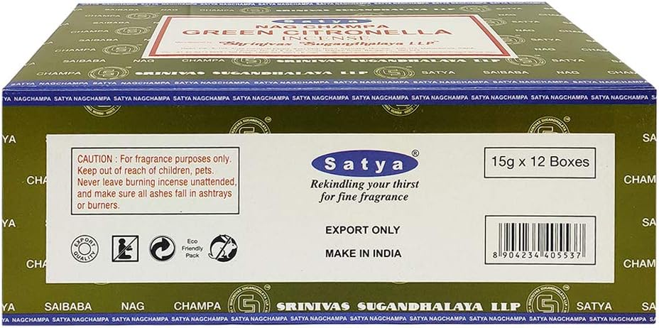 Green Citronella Incense Sticks & Holder Bundle – Satya Natural Bug-Repelling & Aromatic Incense Kit
