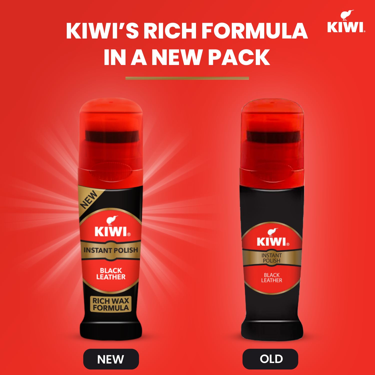 Kiwi Instant Polish – Black Leather | 75ml | Waterproof Finish & Long-Lasting Shine