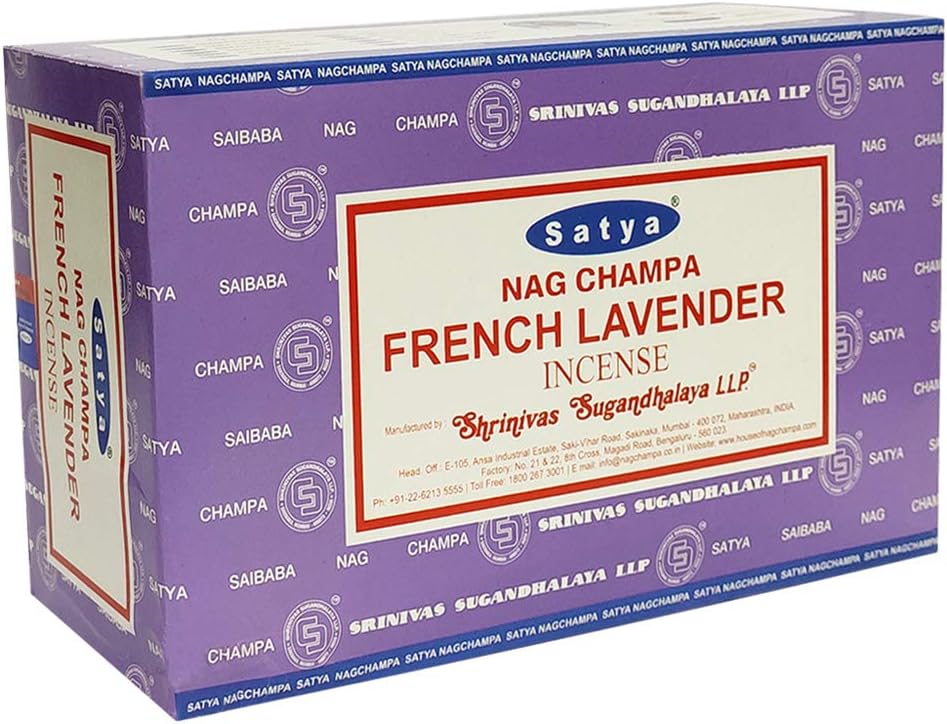 French Lavender Incense Sticks & Holder Bundle – Satya Natural Aromatherapy Kit for Relaxation & Meditation