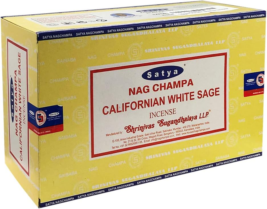 California White Sage Incense Sticks & Holder Bundle – Satya Aromatic Kit, 180 Sticks, Hand-Rolled in India