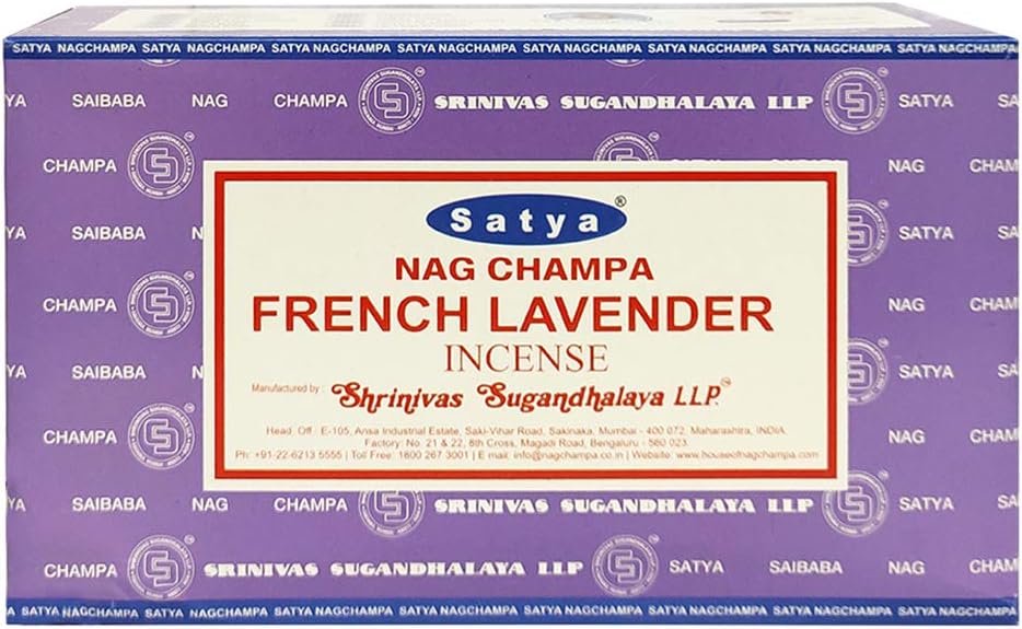 French Lavender Incense Sticks & Holder Bundle – Satya Natural Aromatherapy Kit for Relaxation & Meditation