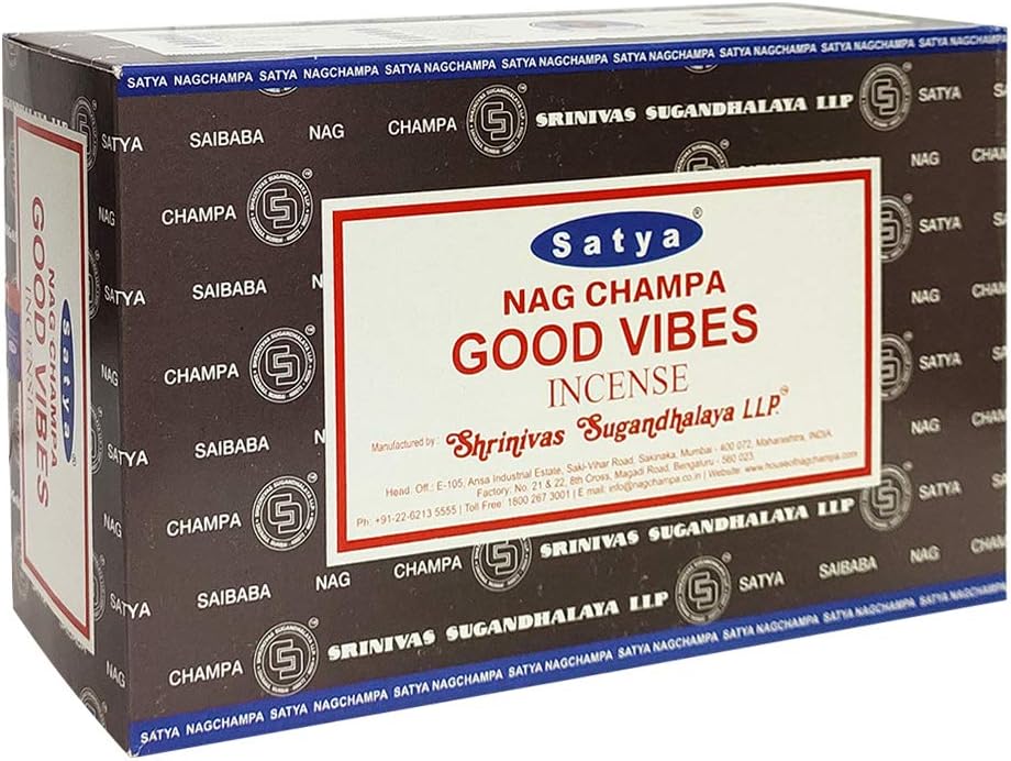 Good Vibes Incense Sticks & Holder Bundle – Satya Spiritual Aromatic Kit for Smudging & Meditation