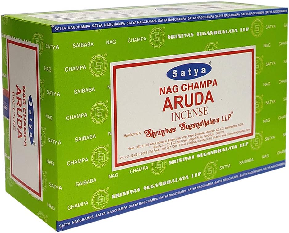 Aruda Incense Sticks & Holder Bundle – Satya Natural Aromatic Incense for Meditation & Smudging