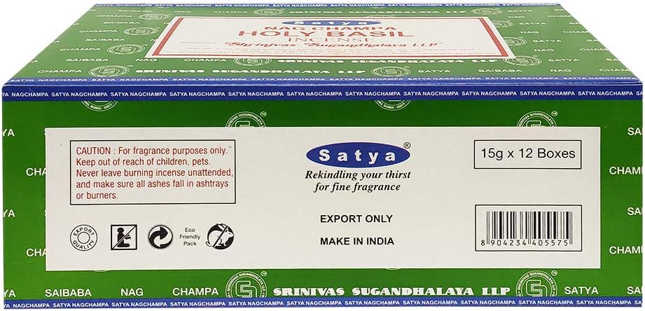 Holy Basil Incense Sticks & Holder Bundle – Satya Natural Tulsi Agarbatti for Meditation & Spiritual Cleansing