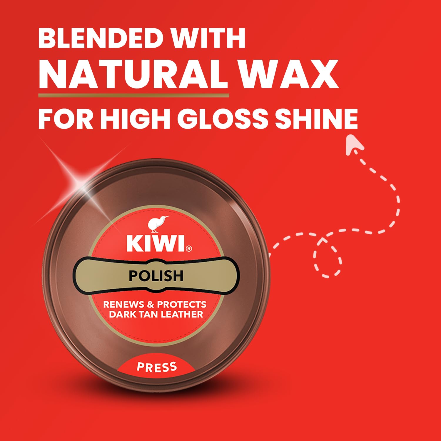 Kiwi Paste Shoe Polish – Dark Tan (40g) | Nourishes, Protects & High Gloss Shine