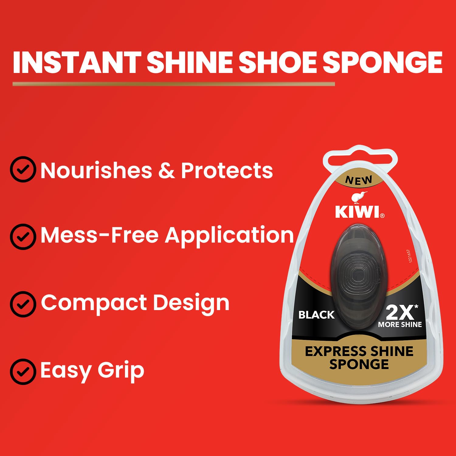 Kiwi Express Shine Sponge – Black | Instant Leather Shoe Shine | 1 Pc