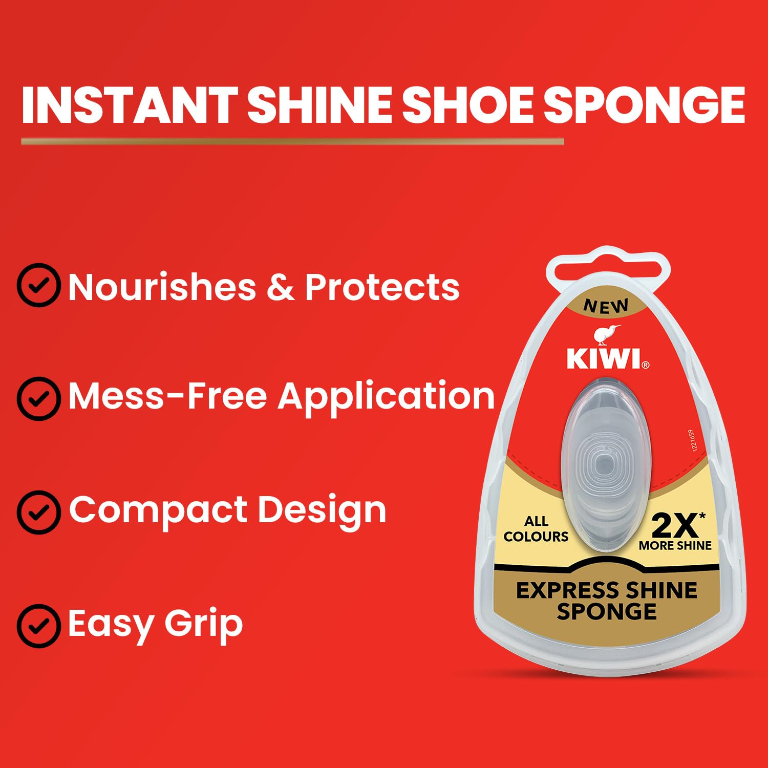 Kiwi Express Shine Sponge – Neutral | Instant Shoe Shine Sponge for Leather | 1 Piece