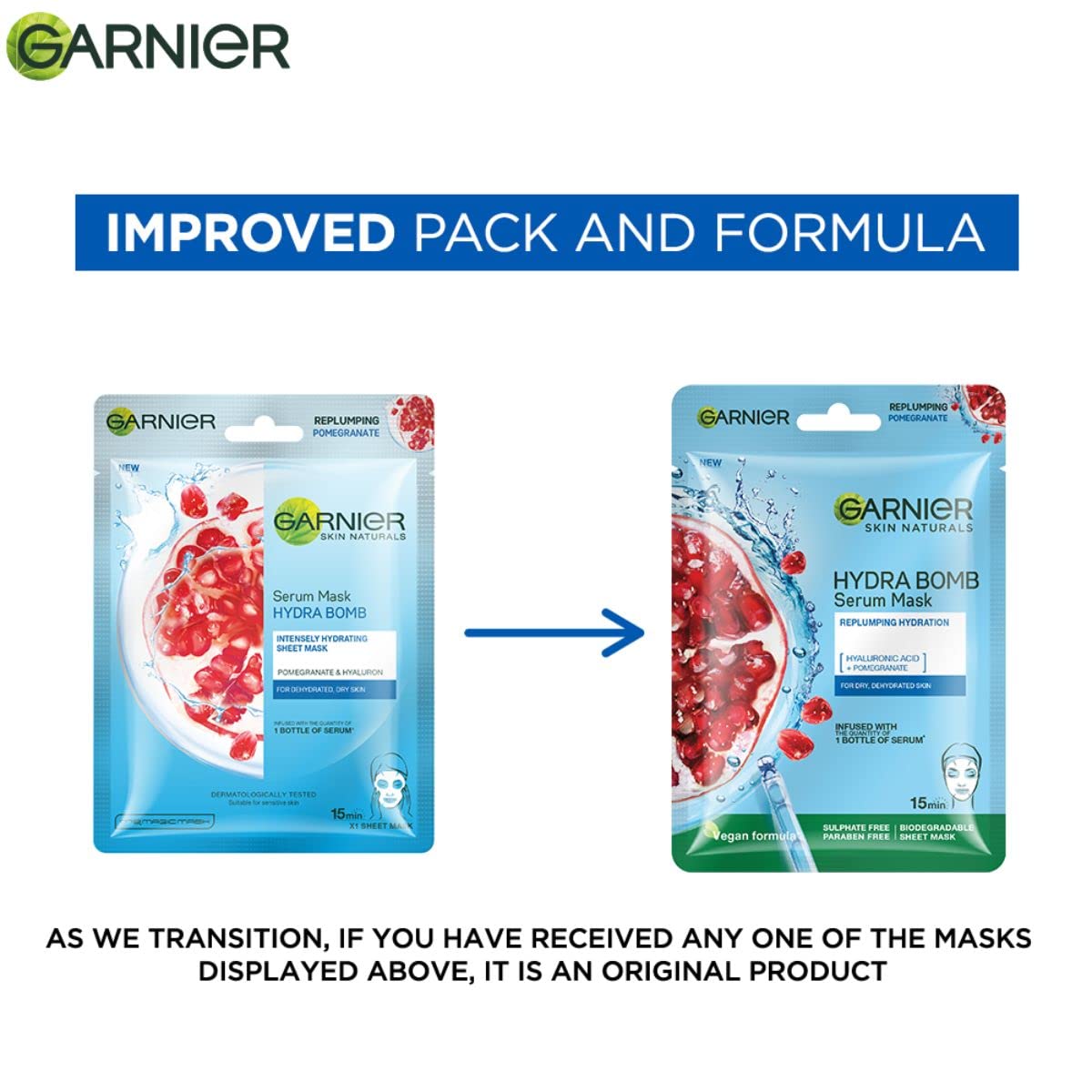 Garnier Skin Naturals Hydra Bomb Pomegranate Sheet Mask – Hydrating & Soothing (28g)