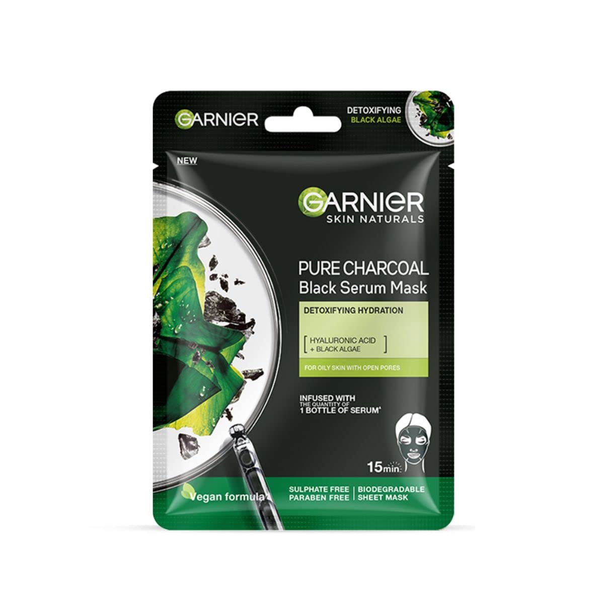 Garnier Skin Naturals Pure Charcoal Black Serum Mask – Hydrating & Detoxifying (28g)