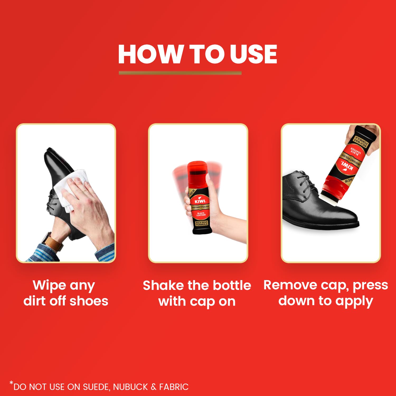 Kiwi Instant Polish – Black Leather | 75ml | Waterproof Finish & Long-Lasting Shine