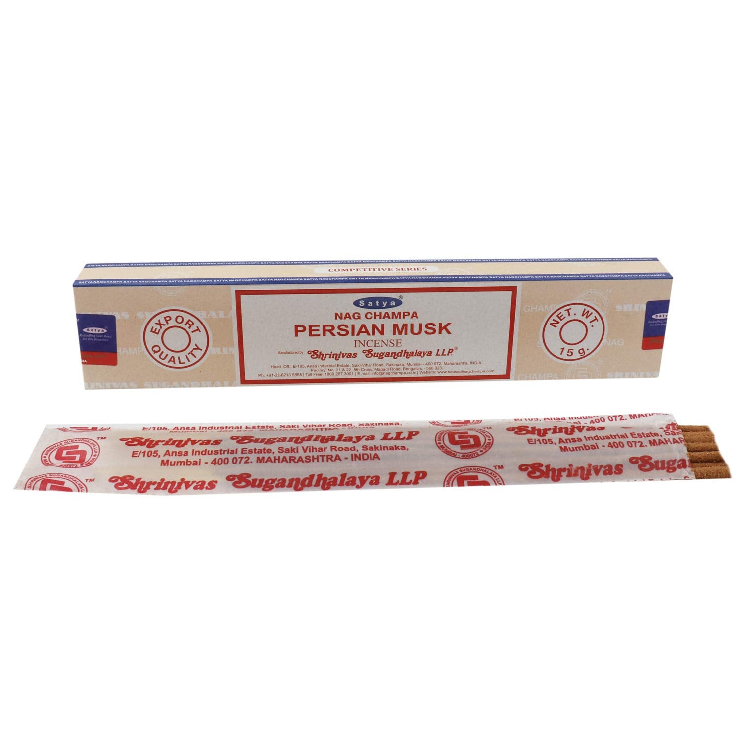 Satya Persian Musk Incense Sticks – 12 x 15g Packs (180g) | Nag Champa Agarbatti |  Hand-Rolled in India