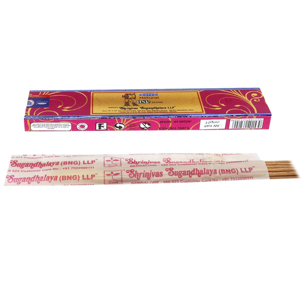 Satya Natural Rose Incense Sticks with Wooden Incense Holder | Handmade Agarbatti Bundle | 180 Sticks for Meditation, Smudging & Home Fragrance
