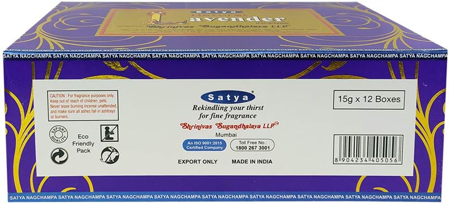 Satya Natural Lavender Incense Sticks with Wooden Incense Holder | Handmade Agarbatti Bundle | 180 Sticks for Meditation, Relaxation & Home Fragrance