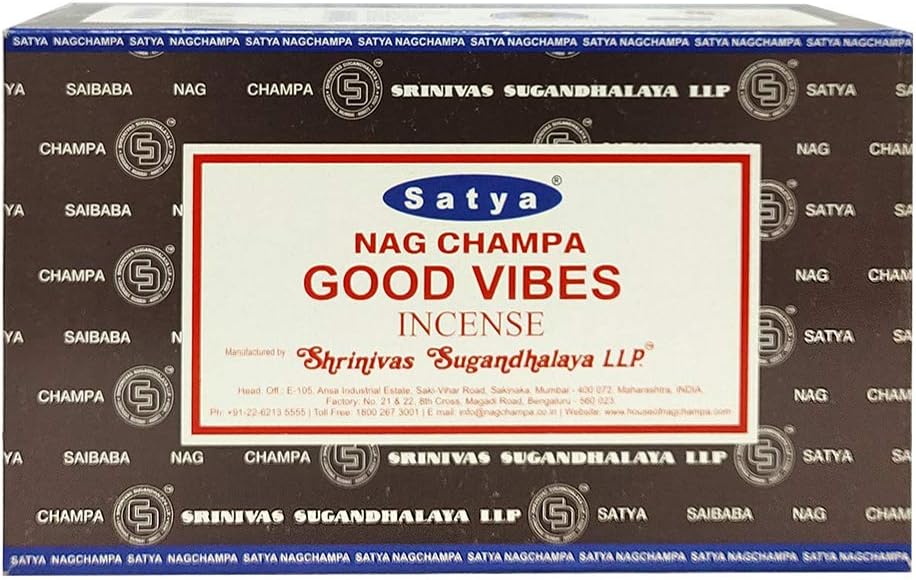 Good Vibes Incense Sticks & Holder Bundle – Satya Spiritual Aromatic Kit for Smudging & Meditation