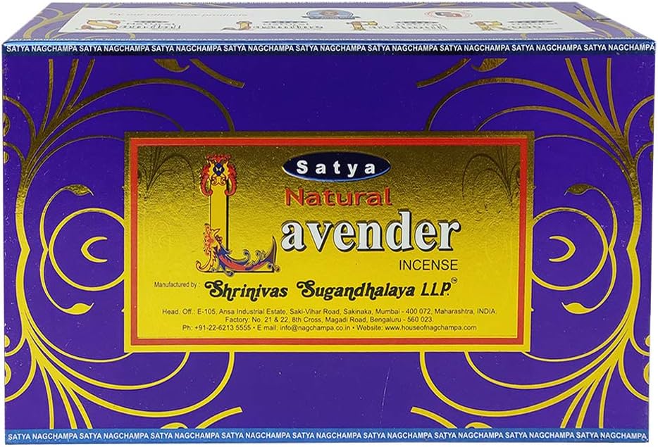 Satya Natural Lavender Incense Sticks with Wooden Incense Holder | Handmade Agarbatti Bundle | 180 Sticks for Meditation, Relaxation & Home Fragrance