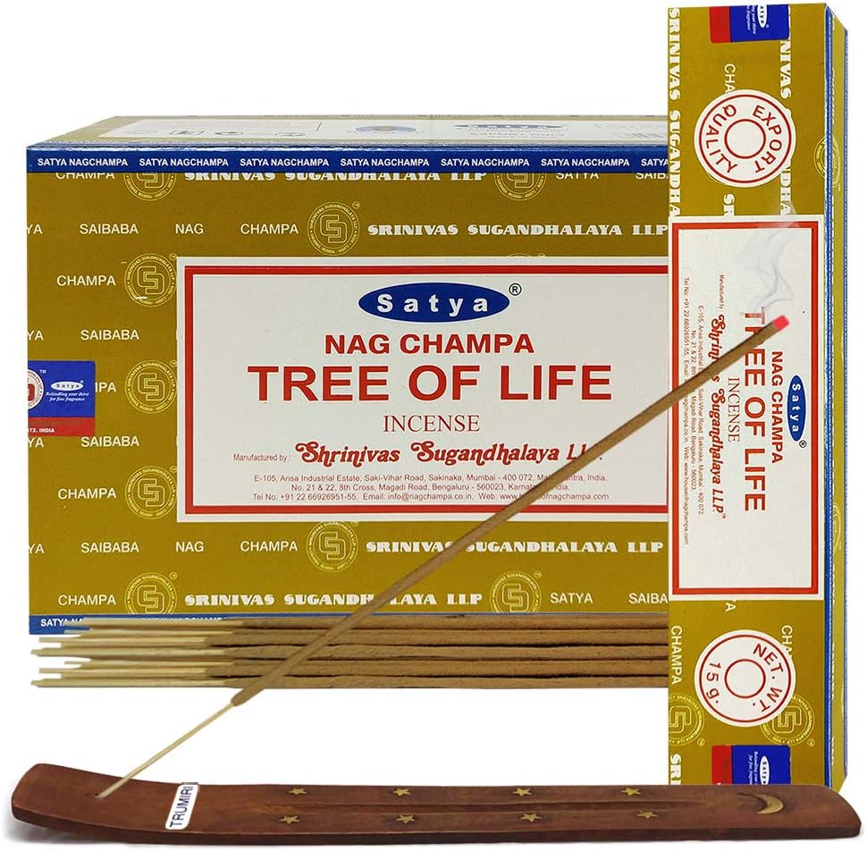 Tree of Life Incense Sticks & Holder Bundle – Satya Spiritual Smudging & Meditation Kit