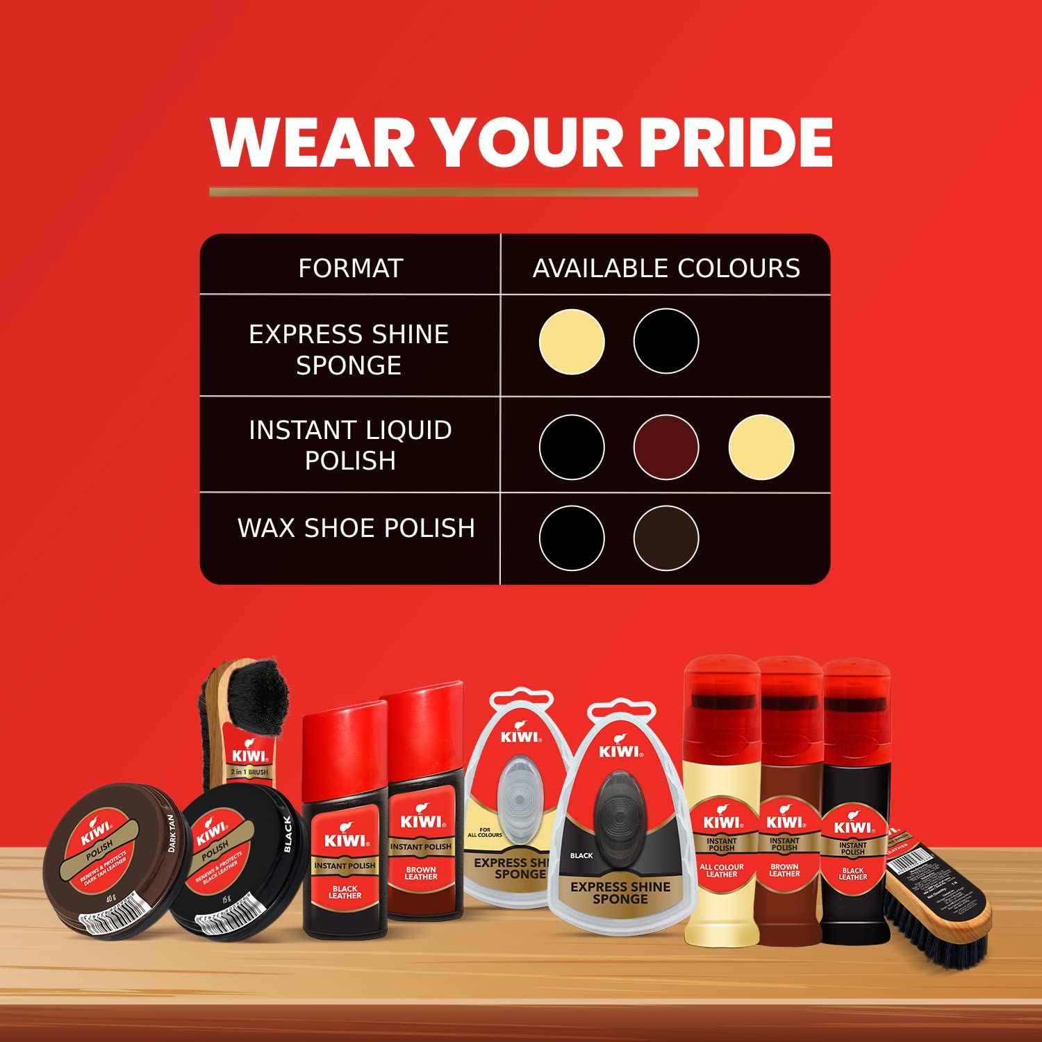 Kiwi Paste Shoe Polish – Dark Tan (40g) | Nourishes, Protects & High Gloss Shine