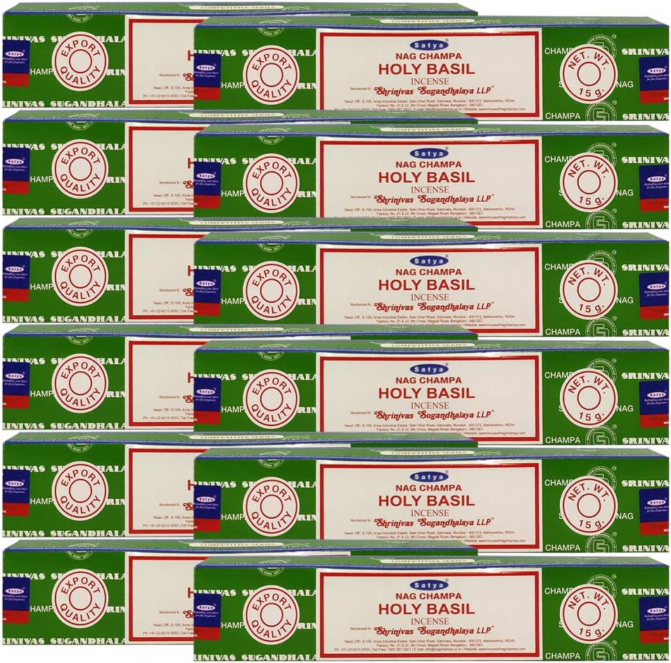 Holy Basil Incense Sticks & Holder Bundle – Satya Natural Tulsi Agarbatti for Meditation & Spiritual Cleansing