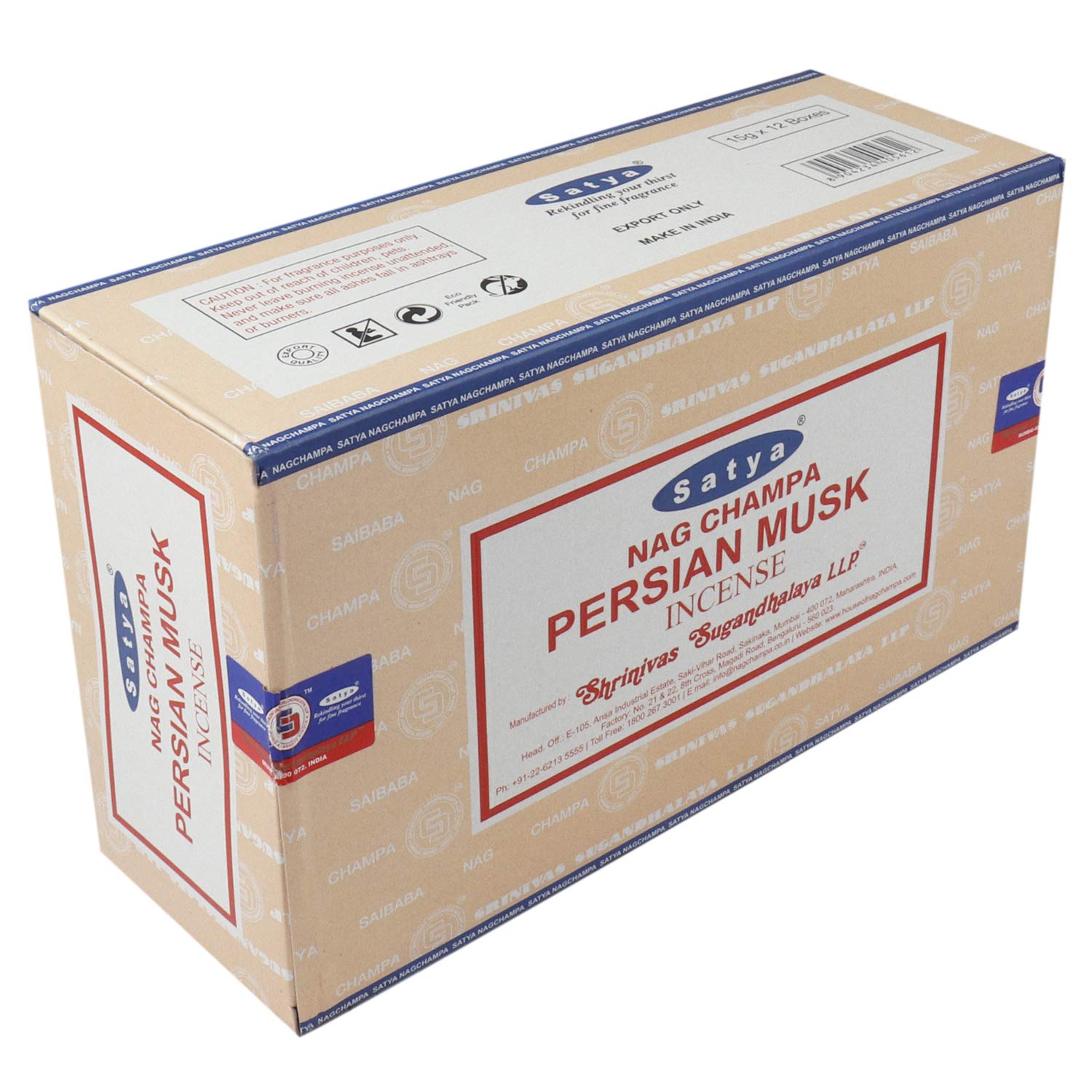 Satya Persian Musk Incense Sticks – 12 x 15g Packs (180g) | Nag Champa Agarbatti |  Hand-Rolled in India