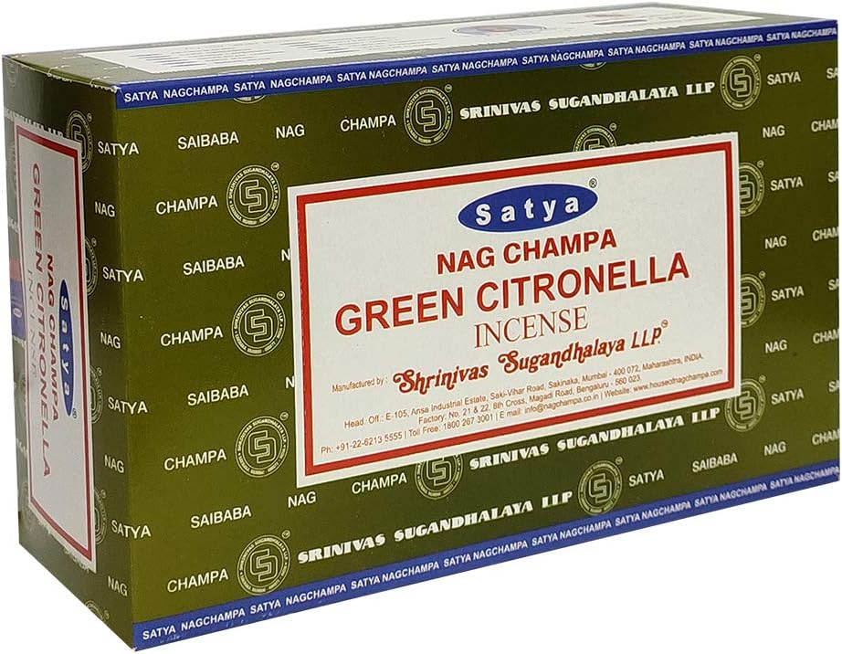 Green Citronella Incense Sticks & Holder Bundle – Satya Natural Bug-Repelling & Aromatic Incense Kit