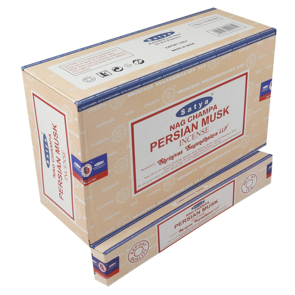 Satya Persian Musk Incense Sticks – 12 x 15g Packs (180g) | Nag Champa Agarbatti |  Hand-Rolled in India
