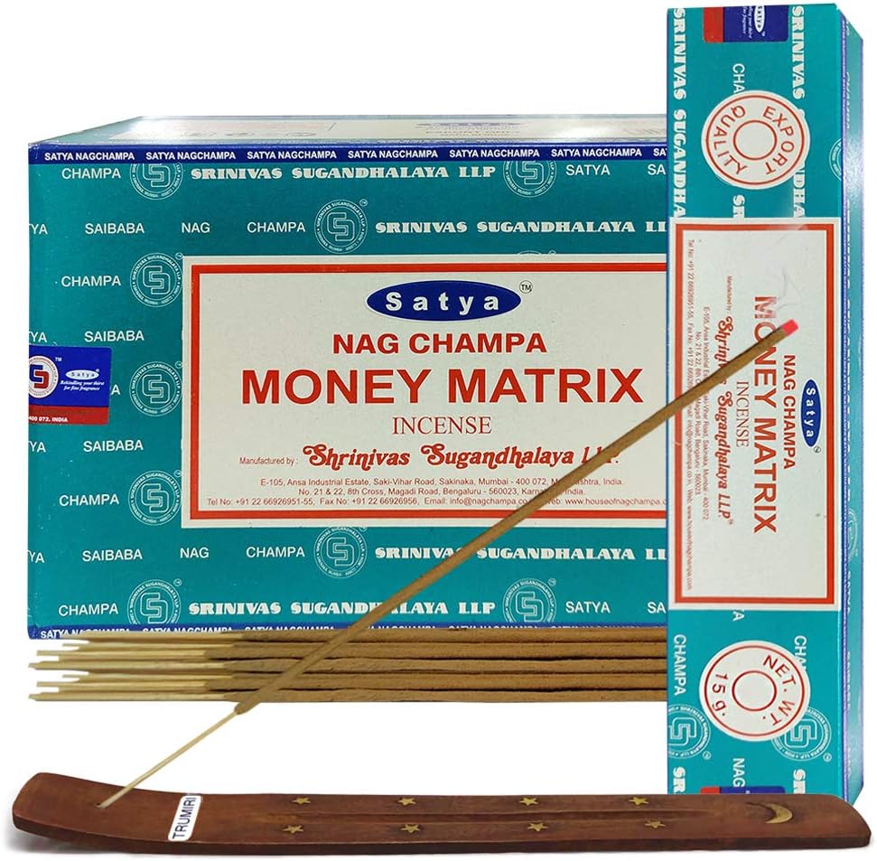 Money Matrix Incense Sticks & Holder Bundle – Satya Prosperity & Meditation Aromatic Kit