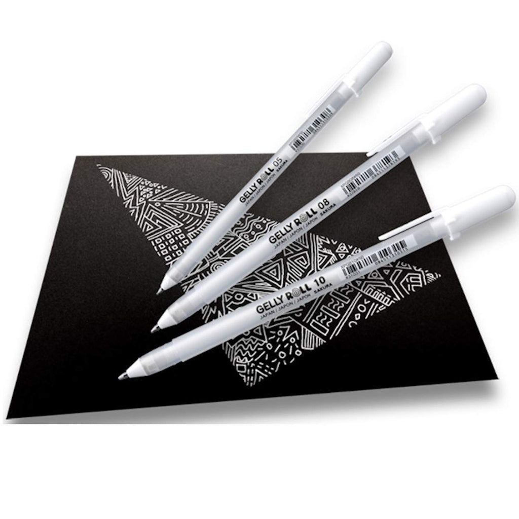 Sakura Gelly Roll White Gel Pen Set – 3 Sizes (Fine, Medium, Bold)