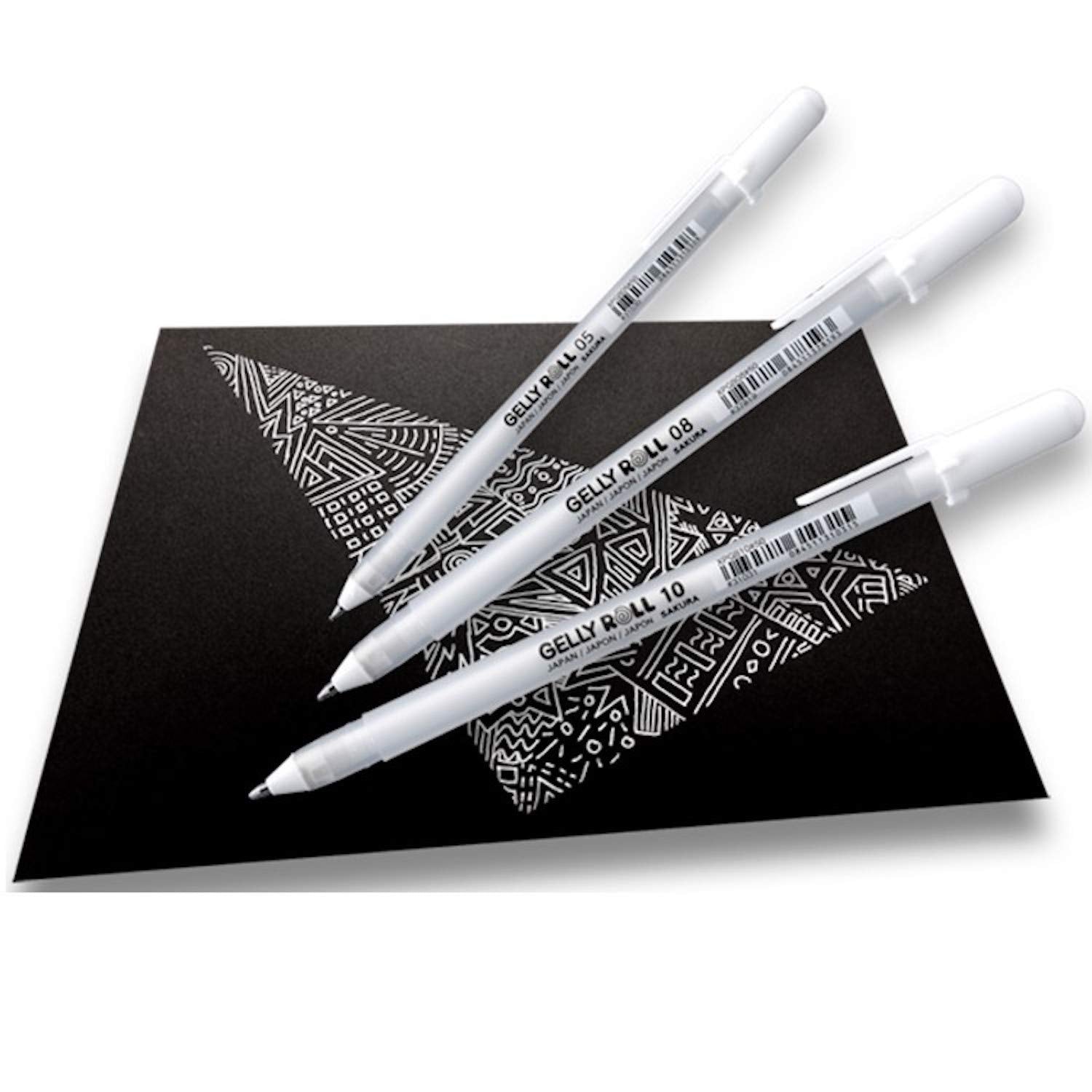 Sakura Gelly Roll White Gel Pen Set – 3 Sizes (Fine, Medium, Bold)
