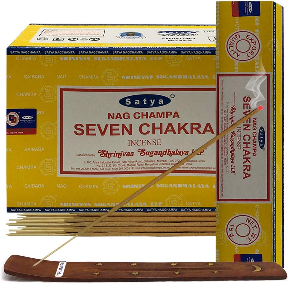 Seven Chakra Incense Sticks & Holder Bundle – Satya Energy Balancing & Meditation Kit
