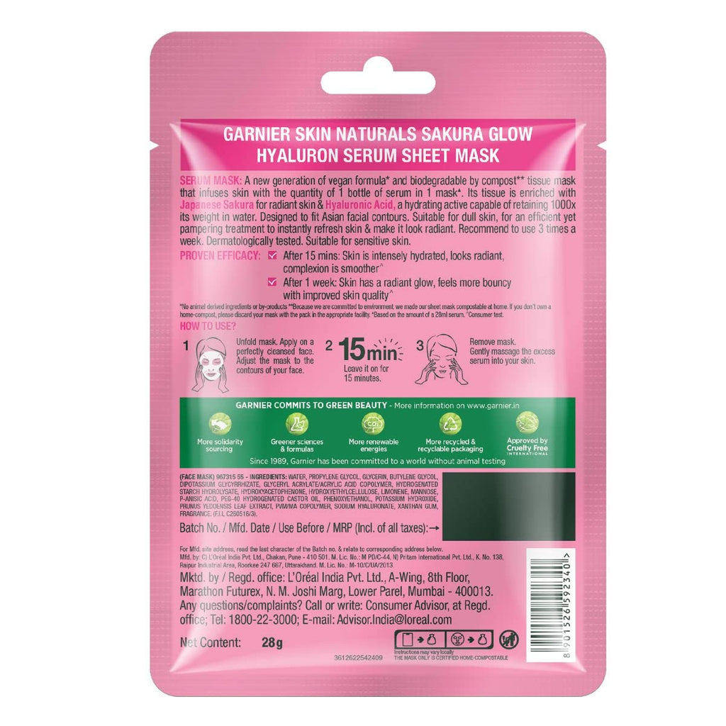 Garnier Skin Naturals Face Mask Set – Hydra Bomb & Black Serum Masks (10 pcs, 5 Types, 280g)
