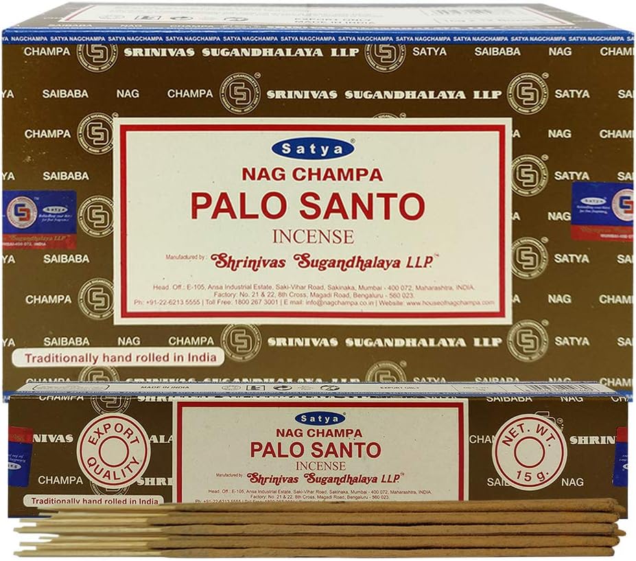 Satya Palo Santo Incense Sticks  – 180 Sticks, Smudging & Meditation Kit, Hand-Rolled in India