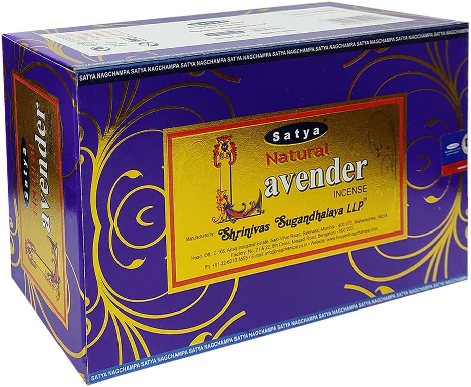 Satya Natural Lavender Incense Sticks with Wooden Incense Holder | Handmade Agarbatti Bundle | 180 Sticks for Meditation, Relaxation & Home Fragrance