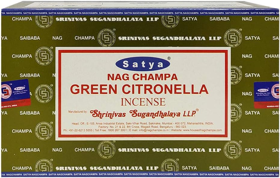 Green Citronella Incense Sticks & Holder Bundle – Satya Natural Bug-Repelling & Aromatic Incense Kit