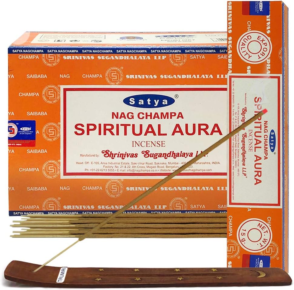 Spiritual Aura Incense Sticks & Holder Bundle – Satya Cleansing & Meditation Aromatherapy Kit