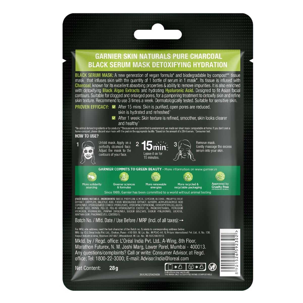 Garnier Skin Naturals Face Mask Set – Hydra Bomb & Black Serum Masks (10 pcs, 5 Types, 280g)
