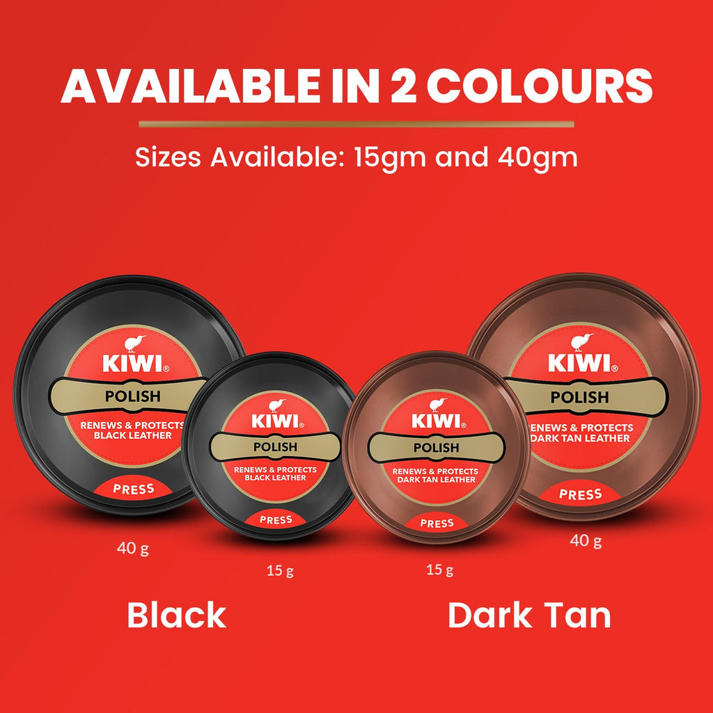 Kiwi Paste Shoe Polish – Dark Tan (40g) | Nourishes, Protects & High Gloss Shine