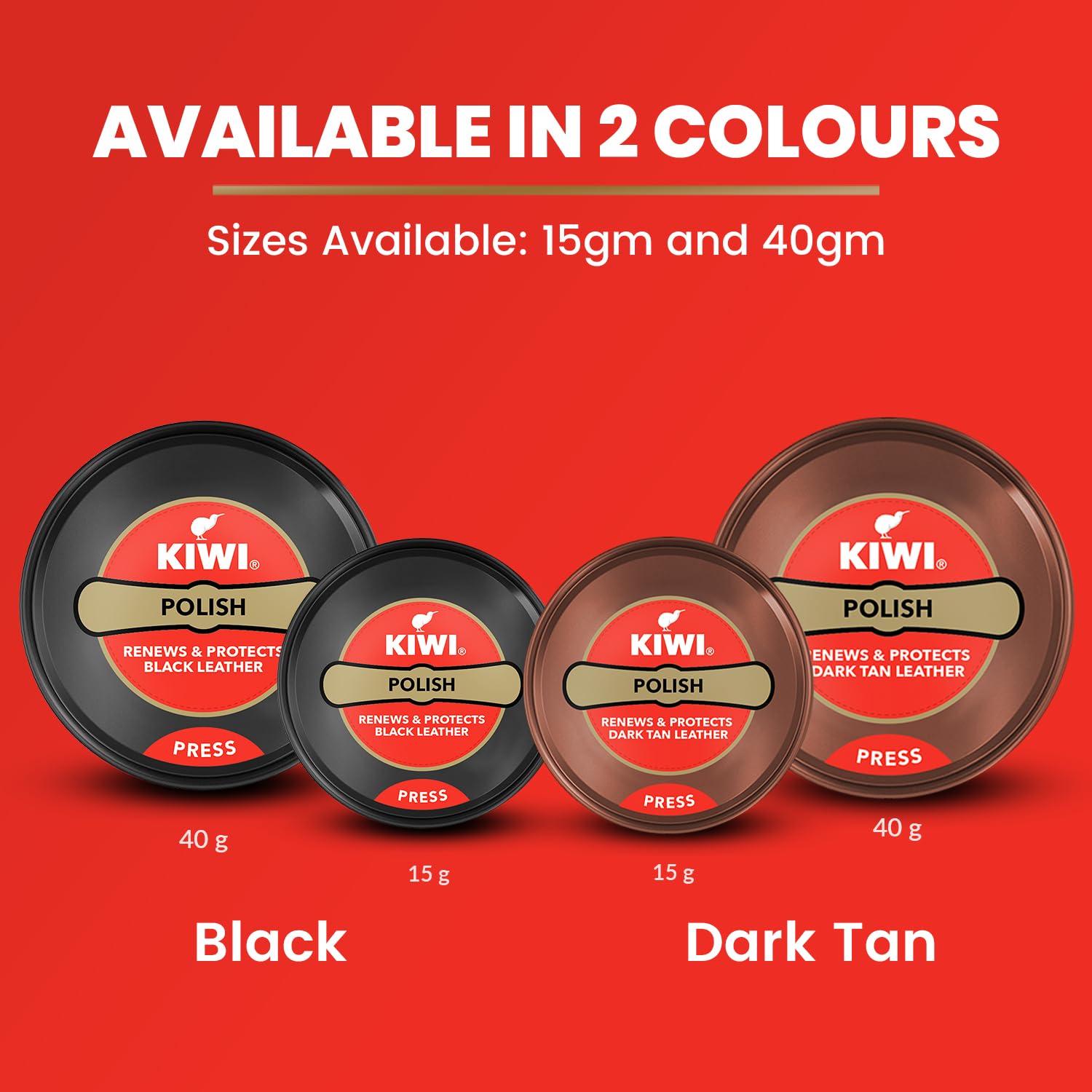 Kiwi Paste Shoe Polish – Dark Tan (40g) | Nourishes, Protects & High Gloss Shine