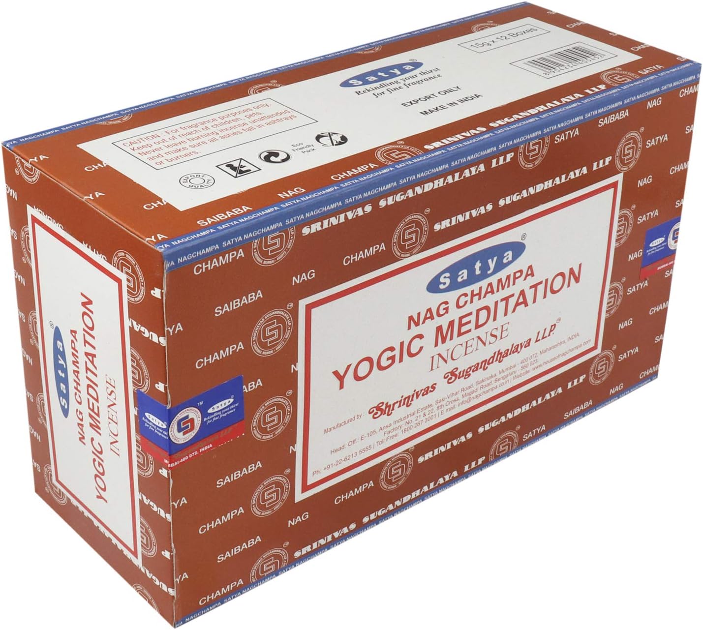 Satya Nag Champa Yogic Meditation Incense Sticks – 12 x 15g Hand-Rolled Masala Agarbatti, Export Quality