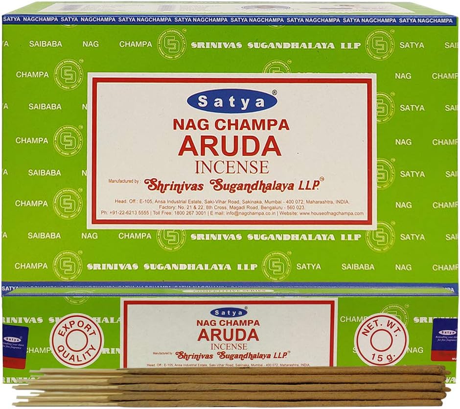 Aruda Incense Sticks & Holder Bundle – Satya Natural Aromatic Incense for Meditation & Smudging