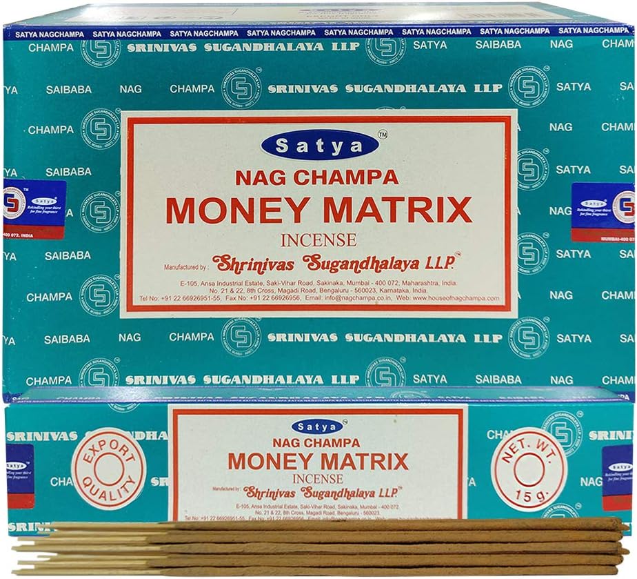Money Matrix Incense Sticks & Holder Bundle – Satya Prosperity & Meditation Aromatic Kit